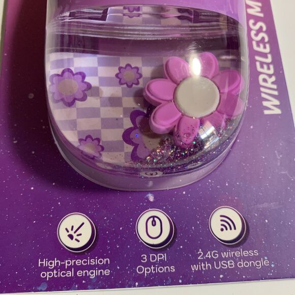 New Water Glitter Sparkles Kawaii Glitter Explosion Camp Wireless Computer Mouse - Picture 3 of 5